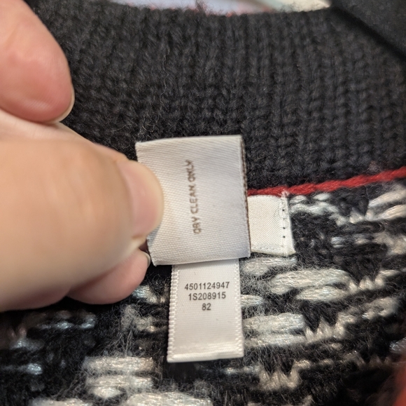 Chicos Black White Knit Duster Coatigan Red Trim Fall Winter Wool Blend Sz 1 M 8 - Picture 6 of 8